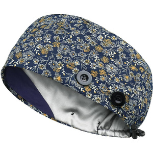 Gorro Quirúrgico con Estampado Floral y Botones, Unisex, Accesorios para Uniformes de Hospital, Gorro de Algodón y Poliéster Tejido, con Drenaje para Detección de Agujas - Product Image 5