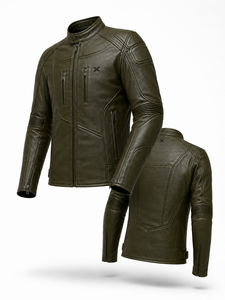Chaqueta de Motocicleta de Cuero Reforzada |   Cognac de Oliva Negra |   Fabricante OEM ODM |   Diseño de Calidad Premium |   Ropa de Carreras |   Logotipo X | - Product Image 6