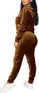 Conjunto Deportivo de Terciopelo para Mujer, Chaqueta y Pantalones Deportivos de Terciopelo, Conjunto de Terciopelo para Hombre con Bolsillos con Cremallera, Traje Deportivo con Forro de Terciopelo - Product Image 3