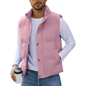 Men Winter Puffer Vest Sleeveless <b>Quilted</b> <b>Waistcoat</b> Windproof Button Closure Stand Collar Casual Outerwear - Product Image 4