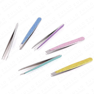 Custom Logo Slanted Tip Stainless Steel Eyebrow Tweezers Set OEM Private Label 8 Pcs Precision Beauty <b>Tools</b> - Product Image 6