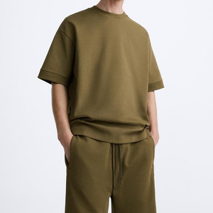 Ensemble court décontracté en tissu éponge de coton pour homme, personnalisé OEM, respirant, séchage rapide, idéal pour la gym, avec t-shirt, pour l'été - Product Image 5