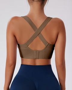 Camiseta Deportiva con Espalda Cruzada para Mujer |   Sujetador deportivo a prueba de golpes con cuello redondo |   Ropa Deportiva Inalámbrica de Compresión para Entrenamiento y Running - Product Image 1