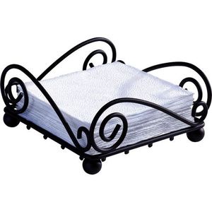 Porte-serviettes plat en métal bronze, distributeur de serviettes en papier en fil torsadé avec base sur pied et bras lesté - Product Image 2