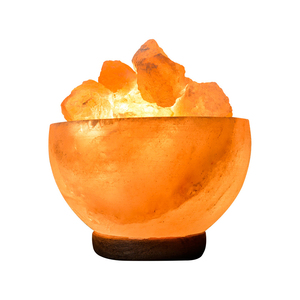 Lámpara de Sal Rosa del Himalaya de Primera Calidad con Base de Madera Tallada Moderna y Transpirable, Bolas de Masaje, Luz Nocturna Refinada y Procesada, Cuenco de Fuego - Product Image 6