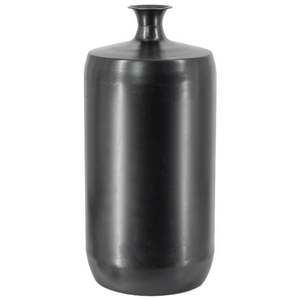 Vase en fer noir mat artisanal, grand vase cylindrique en métal décoratif pour fleurs séchées, décoration de mariage, vases en métal - Product Image 1