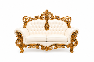 Juego de Sofás de Madera Tallada Estilo Italiano para Parejas de Novios, Lujoso Juego de Sofás de Madera Tallada para Boda, Decoración con Marco Blanco y Dorado - Product Image 3