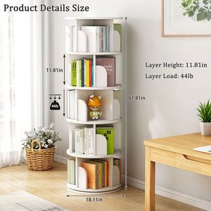Librería Giratoria de 360 Grados, Torre de Librería Giratoria de 5 Niveles para Espacios Pequeños, Librería que Ahorra Espacio - Product Image 4