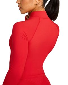 Veste courte sculptante pour femme, zippée, col montant, avec passe-pouces, coupe ajustée, séchage rapide, pour gym et yoga, effet BBL, devant - Product Image 6