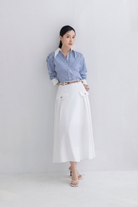 Blusa de Mujer, Lisa, Ecológica, de Popelina de Seda, con Cuello de Botones, Manga Larga, Corte Holgado, para Oficina, Casual de Negocios, para Todas las Temporadas, Simple - Product Image 1