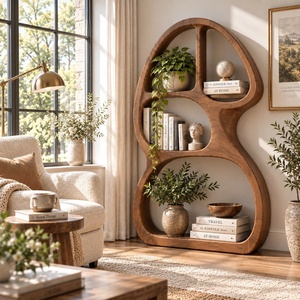 Estantería Moderna de Madera con Curvas Orgánicas y Estantes Fluidos para una Biblioteca Artística en el Hogar o un Elegante Adorno para la Sala de Estar - Product Image 2
