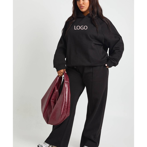 Custom Logo Solid Sweatsuit 2PCS <b>Set</b> Sublimation Technique Running Yoga Clothes Wear Women Pullover Polyester Jogging Suit - Product Image 1