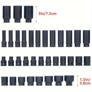 Set di 35 Chiavi a Bussola Profonde Rosse da 1/2 Pollice, Metriche 8-32mm, in Valigetta Portatile per Dadi di Alberi e Assi, Attrezzi per Riparazione Auto - Product Image 6