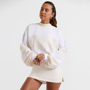 Wholesale Custom Vintage Cotton <b>Blends</b> Mock Neck Oversized Sweatshirts Men's Women's Mock Neck Color Block Sweatshirts - Product Image 6