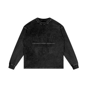 Sudadera de lavado ácido de invierno para hombre de alta calidad 100% algodón transpirable diseño de logotipo personalizado sólido suministro al por mayor opción de impresión - Product Image 2