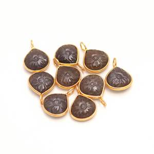 Colgante de flor de piedra lunar gris natural, plata de ley 925, colgante de corazón de piedra preciosa tallada a mano para la fabricación de joyas, 12 mm - Product Image 4