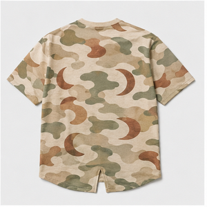เสื้อยืดคอกลมแขนสั้นลายพรางสีเบจซีจทรงพระจันทร์เสี้ยวสำหรับผู้ชาย รุ่น MTS-CAMO-0050 - Product Image 2