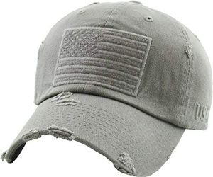 Casquette de baseball en coton délavé personnalisée avec patch drapeau, casquette de haute qualité à 6 panneaux avec visière incurvée et boucle métallique réglable - Product Image 1