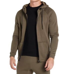 Survêtements de sport de haute qualité pour hommes, coupe ajustée, couleur unie, avec capuche et fermeture éclair, pour la gym et le fitness, vente en gros - Product Image 3