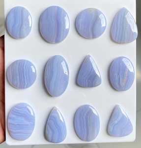 Wholesale Natural Blue Lace Agate Loose Gemstone Cabochons Mixed Sizes Bulk Lot for Wire Wrapping & Jewelry MAHNAJ GEMS , JAIPUR - Product Image 5