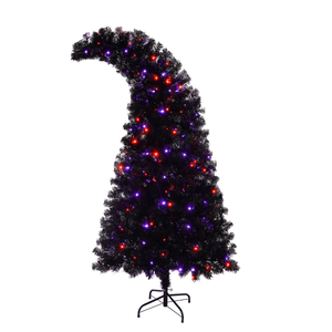 Albero di Natale LED Pre-Illuminato da 1,8 Metri, Forma Curva, Albero Artificiale Natalizio Fantasioso con 900 Punte Nere in Materiale PET - Product Image 5