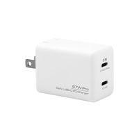 Chargeur mural pliable 67W GaN double USB-C PD à charge rapide pour ordinateur portable, tablette, téléphone et MacBook