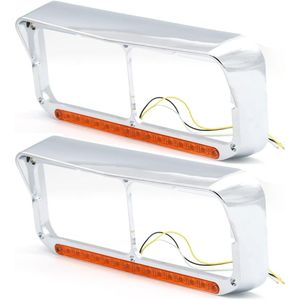 Sistemi di Illuminazione per Camion Kenworth T400 T600 T800 W900B W900L Peterbilt, 2 Cornici Cromate per Fari, Luce LED Ambra da 12 Pollici, Luce per Visiera - Product Image 6