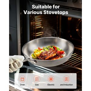 Set di Padelle ChefFT in Acciaio Inox Tri-Ply con Fondo in Rame, 3 Pezzi (8, 10, 12 Pollici), Manico Resistente al Calore, Capacità 4L - Product Image 6