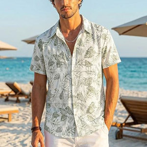 Chemise hawaïenne décontractée pour homme à manches courtes, à motifs floraux, boutonnée, idéale pour les sorties à la plage, les vacances, les voyages, les activités de plein air et les tenues de villégiature - Product Image 4