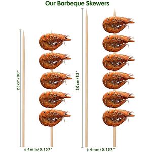 Spiedini Premium in Legno di Bambù da 10 Pollici per Kabob, Spessore 4mm, Bastoncini Rotondi per BBQ, 100 Pezzi MSL166 - Product Image 3