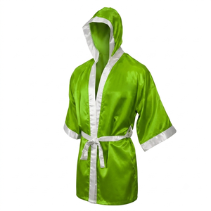 Robe de marche personnalisée pour ring de boxe |   Robe de combat à capuche en satin avec logo |   Fabricant de vêtements de boxe OEM, respirant, toutes saisons - Product Image 5
