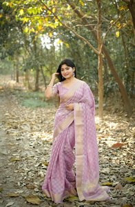 Sari en soie Kalyani de qualité supérieure avec motif à carreaux Zari, design de boîte ombrée, bordure Zari riche et blouse assortie par Royal Export - Product Image 1