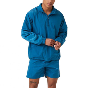 เสื้อฮู้ดกันลมแบบมีโลโก้ปรับแต่งได้ ชุดลำลองขาสั้นสำหรับผู้หญิงผู้ชาย ผ้าหนาสองชิ้น 100% ผ้าฝ้าย ระบายอากาศได้ดี - Product Image 1