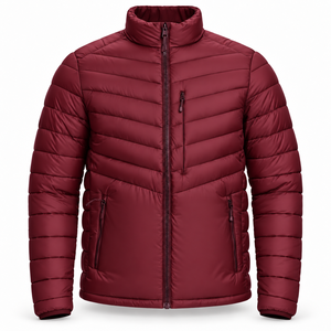 <b>Mens</b> Quilted Puffer <b>Jacket</b> Custom Embroidery Winter Apparel Stand Collar Full Zip Padded Coat Casual Outdoor Cold Weather <b>Jacket</b> - Product Image 1