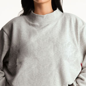 Custom Logo <b>Women's</b> Soft Cotton Mock Neck Streetwear Embroidered Jumper Fleece Oversized Pullover <b>Women</b> Mockneck Sweatshirts - Product Image 3