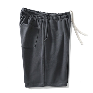 Shorts Bermuda en Coton Noir pour Homme, Taille Élastiquée avec Cordon, Couleur Unie, Tricoté, Sport Décontracté, Taille Mi-Haute, Respirant, Idéal pour l'Entraînement - Product Image 2
