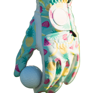 ถุงมือกอล์ฟหนังแกะ Ikhlas Sports รุ่นขายดีที่สุด ออกแบบลายผลไม้ผสมผสานด้วยเทคนิค Sublimation ปิดด้วยเวลโคร ป้องกันนิ้วมือเต็มรูปแบบ ทนทาน - Product Image 4