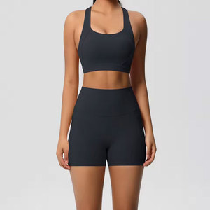 Conjunto Deportivo Estilo Vintage para Yoga, con Bolsillos, Bra Deportivo Cruzado y Leggings de Gimnasio, Spandex/Algodón, Secado Rápido, Transpirable y Ecológico - Product Image 2