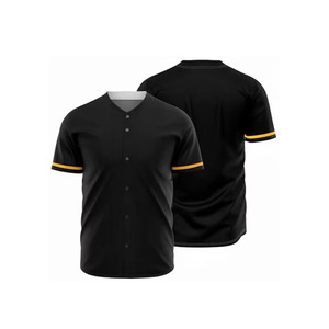Maillot de baseball personnalisé avec nom et numéro d'équipe, impression par sublimation 3D, col en V court, protection UV, 100% polyester, évacuation de l'humidité, pour hommes - Product Image 1