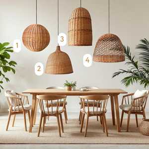 Handmade Custom Rattan Lampshade Open Weave Pendant <b>Light</b> Natural <b>Wicker</b> <b>Ceiling</b> Lamp for Boho Home Decoration - Product Image 1