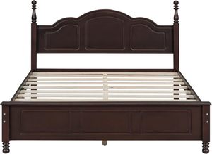 Lit Queen Isyana en bois d'acajou de haute qualité avec finition brun foncé pour chambre à coucher - Product Image 2