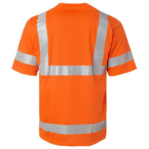 New Arrival Men's High Vis Safety Work T Shirt Orange Color Reflective Stripes Short Sleeve High Visibility T-Shirts - Product Image 2