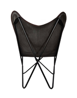 Silla Butterfly de Cuero Genuino Negro Premium, Estructura Metálica, Ligera, Moderna, para Comedor, Salón, Oficina y Hogar