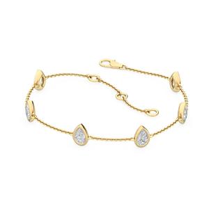 Bracelet élégant en or rose 9 carats avec diamants de laboratoire taille poire, chaîne à maillons, 0,99 CTW - Product Image 6