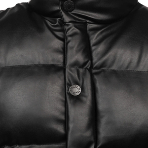 Chaleco Acolchado de PU Negro para Hombre, Cuello Alto, Cierre de Cremallera, Ropa de Invierno Informal, Sin Mangas, Grosor Estándar, Secado Rápido - Product Image 5