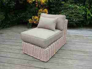 Sofá Individual de Ratán Contemporáneo para Exteriores con Cojines Beige, Muebles de Jardín de Mimbre de PE Resistentes a los Rayos UV - Product Image 2