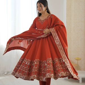 Ramdev Trading - Kurta/Kurti de Seda Romana Moderna, Étnica, India y Pakistaní, de Secado Rápido y Largo Regular para Mujer, para Bodas, Fiestas y Diwali - Product Image 1