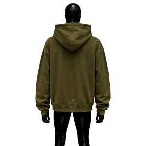 เสื้อฮู้ดดี้ผู้ชายสีเขียวมะกอกพรีเมียม ทรงโอเวอร์ไซส์ สไตล์สตรีทแวร์ ผ้าฝ้ายเฟรนช์เทอร์รี่ พิมพ์ลายกราฟิก สวมหัวแบบสบายๆ แฟชั่นลำลอง - Product Image 2