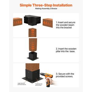 Kit 4 Pezzi Staffe Angolari a 4 Vie per Carichi Pesanti, Base per Pali Fai-da-te per Lavori in Legno, Facile Installazione, Staffa per Pergola per Tettoie, Gazebo, Pergole 6 X - Product Image 6