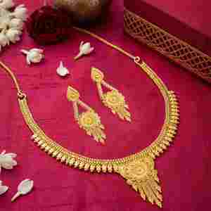 Collares Cortos de Latón Chapado en Oro de 14K, 18K y 24K al por Mayor, Diseño Floral Tradicional, Juego de Aretes para Boda, Estilo Dubái - Product Image 3